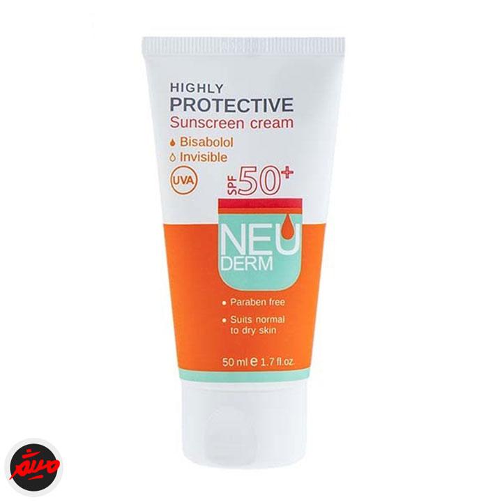 کرم ضد آفتاب نئودرم معمولی و خشک spf 50 بدون رنگ