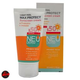 خرید کرم ضد آفتاب spf 50 بدون رنگ چرب و مختلط مکس پروتکت نئودرم
