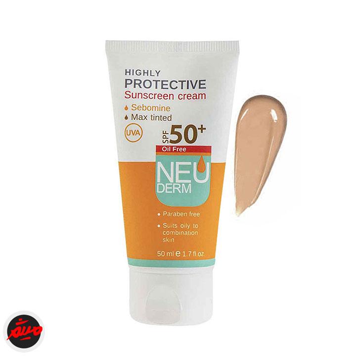 کرم ضد آفتاب نئودرم چرب و مختلط spf 50 بژ